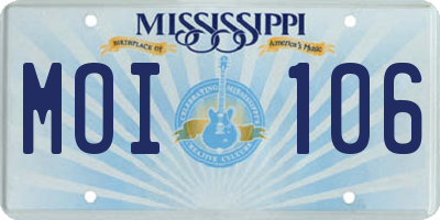 MS license plate MOI106