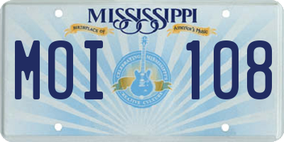 MS license plate MOI108