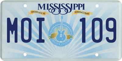 MS license plate MOI109