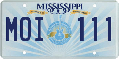 MS license plate MOI111