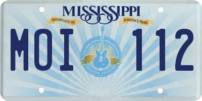 MS license plate MOI112