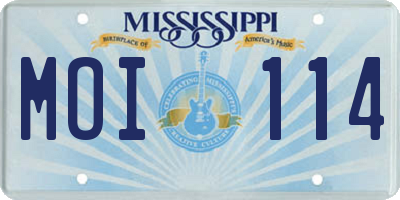 MS license plate MOI114