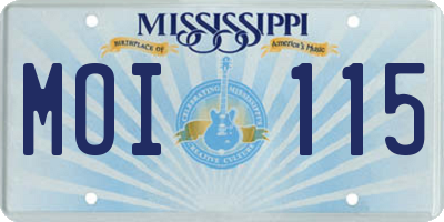 MS license plate MOI115