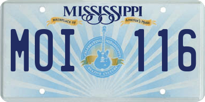 MS license plate MOI116