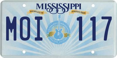 MS license plate MOI117