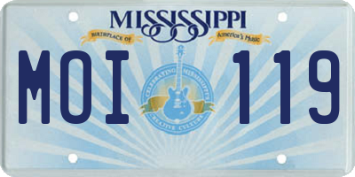 MS license plate MOI119