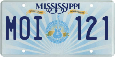 MS license plate MOI121