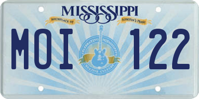 MS license plate MOI122