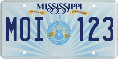 MS license plate MOI123