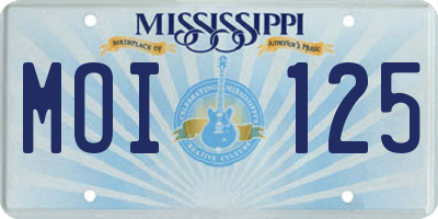 MS license plate MOI125