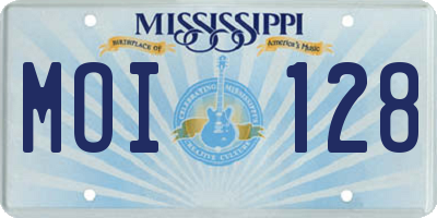 MS license plate MOI128