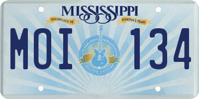 MS license plate MOI134