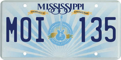 MS license plate MOI135