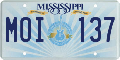 MS license plate MOI137