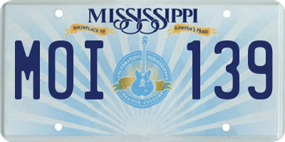 MS license plate MOI139