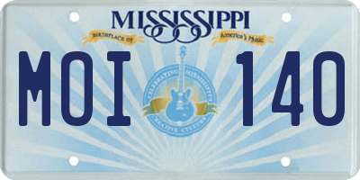 MS license plate MOI140