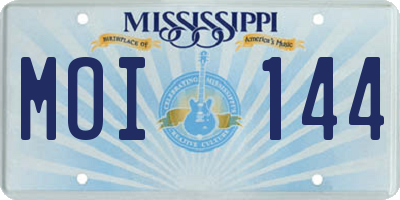 MS license plate MOI144
