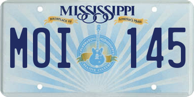 MS license plate MOI145
