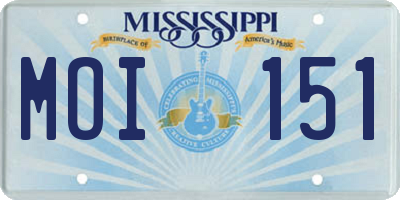 MS license plate MOI151