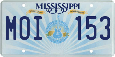 MS license plate MOI153
