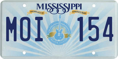 MS license plate MOI154