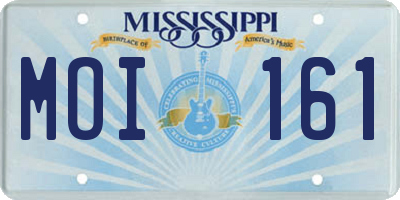 MS license plate MOI161