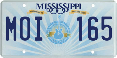 MS license plate MOI165