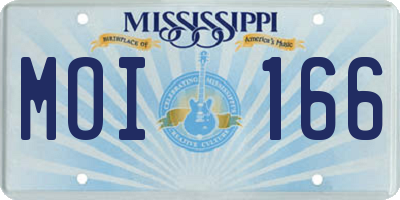 MS license plate MOI166