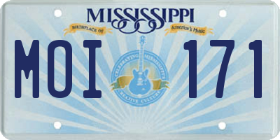 MS license plate MOI171