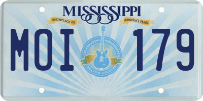 MS license plate MOI179