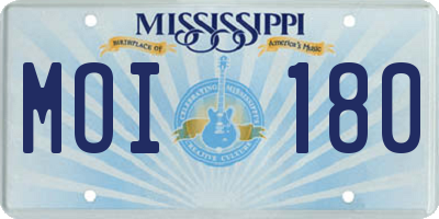 MS license plate MOI180