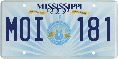 MS license plate MOI181