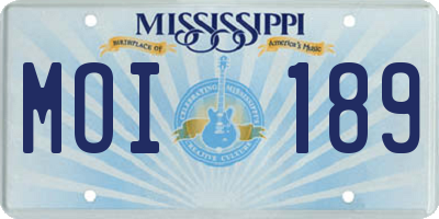 MS license plate MOI189