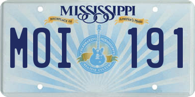 MS license plate MOI191