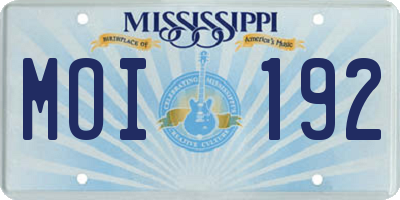 MS license plate MOI192