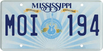 MS license plate MOI194