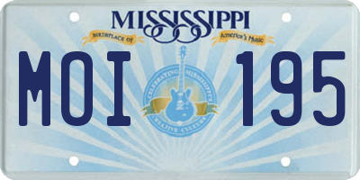 MS license plate MOI195