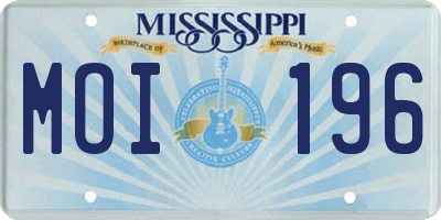 MS license plate MOI196