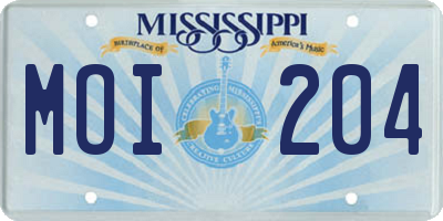 MS license plate MOI204