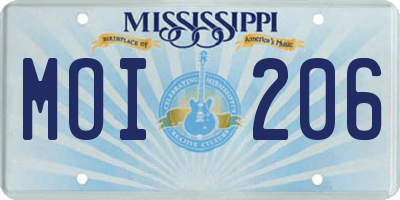 MS license plate MOI206