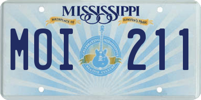 MS license plate MOI211