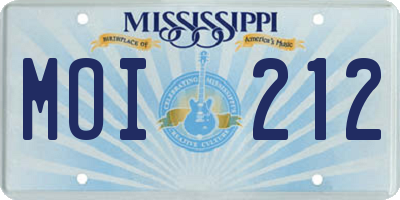 MS license plate MOI212
