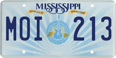 MS license plate MOI213
