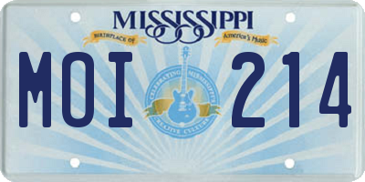 MS license plate MOI214