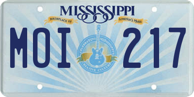 MS license plate MOI217