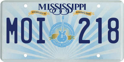 MS license plate MOI218