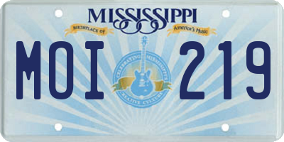 MS license plate MOI219