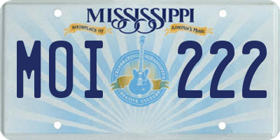 MS license plate MOI222