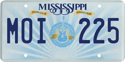 MS license plate MOI225