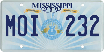 MS license plate MOI232